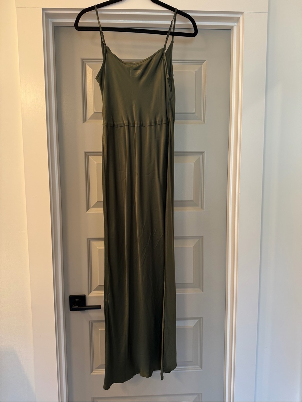 Anthropologie Elyse Slip Dress | Moss | Size Small | NWT Satin Cowl Neck - Picture 2 of 2